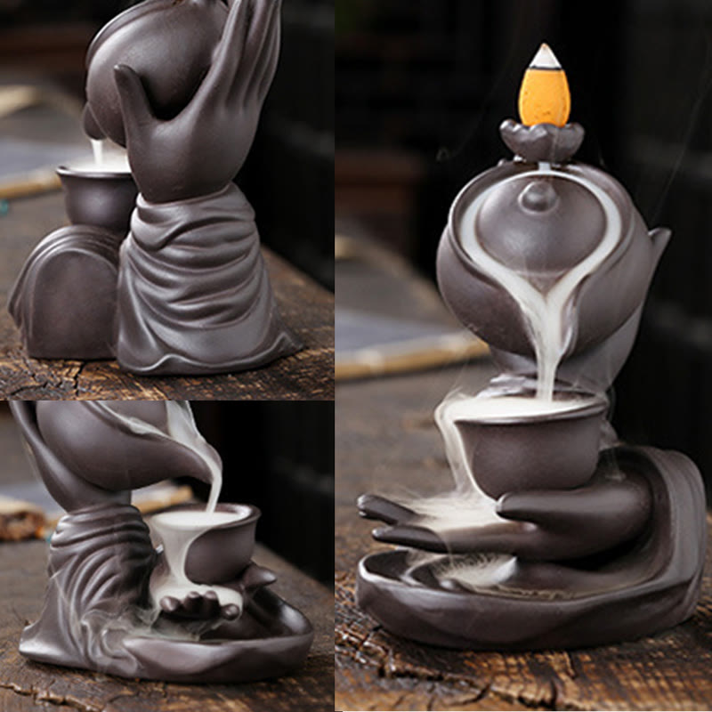 Ceramic Buddha Hand Backflow Incense Burner 13.7cm