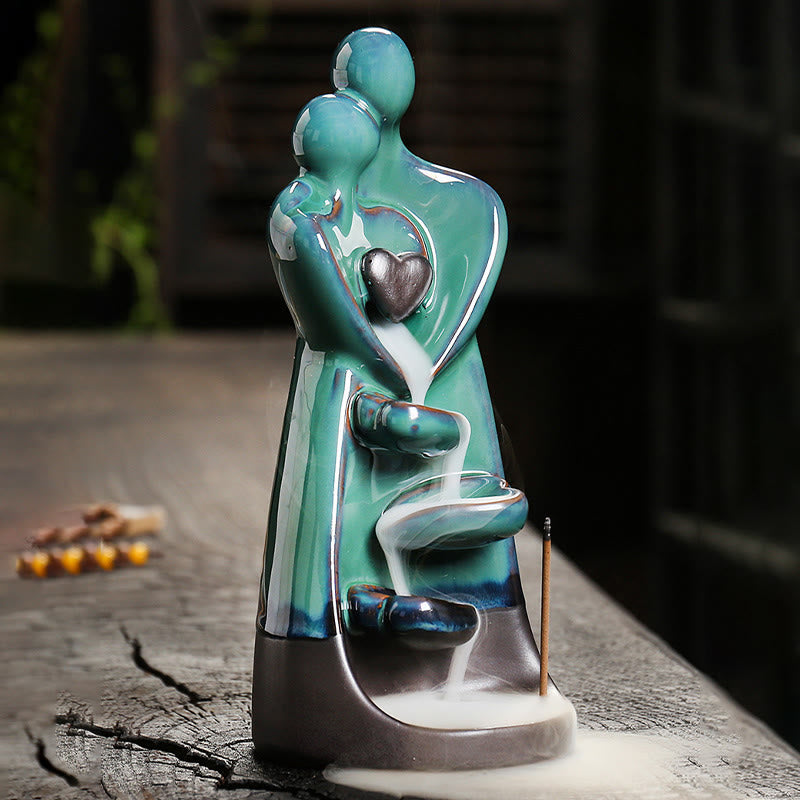 Lovers Couple Ceramic Backflow Incense Burner 7.3cm