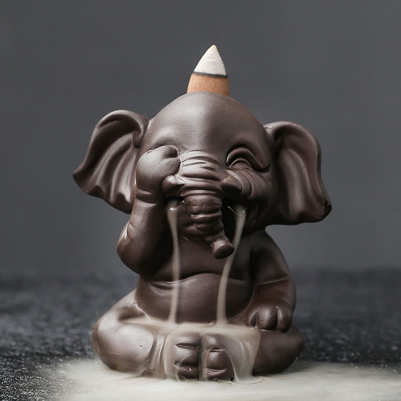 Purple Clay Elephant Backflow Incense Burner - Peace & Healing