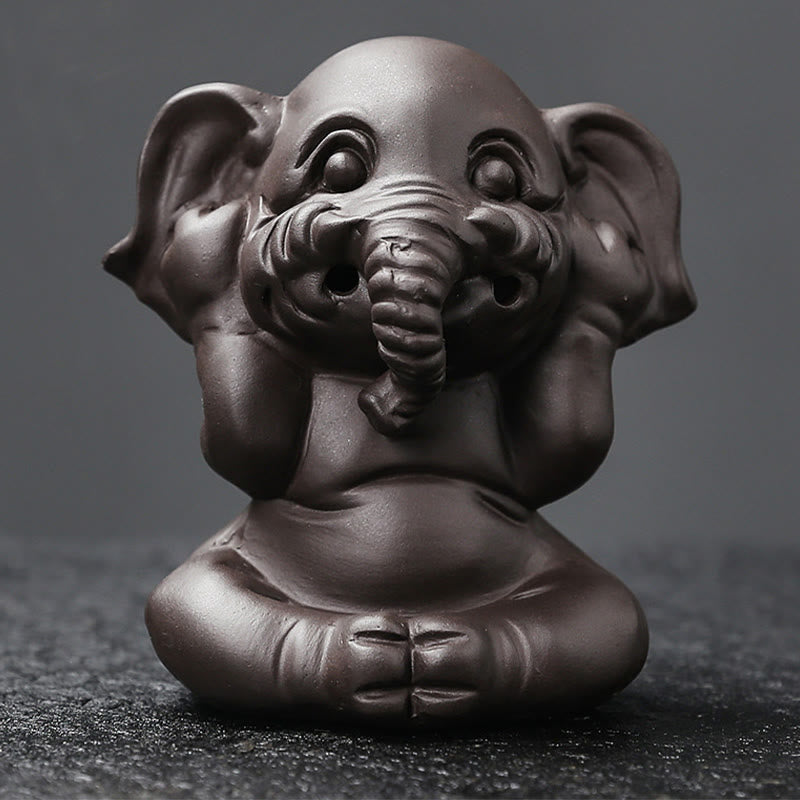 Purple Clay Elephant Backflow Incense Burner - Peace & Healing