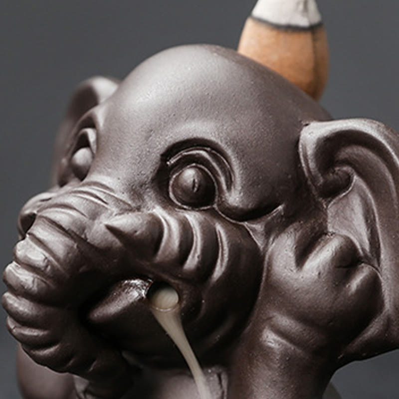 Purple Clay Elephant Backflow Incense Burner - Peace & Healing