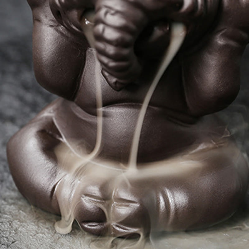 Purple Clay Elephant Backflow Incense Burner - Peace & Healing
