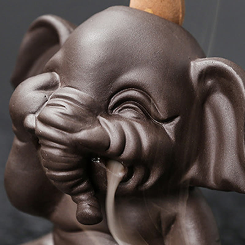 Purple Clay Elephant Backflow Incense Burner - Peace & Healing