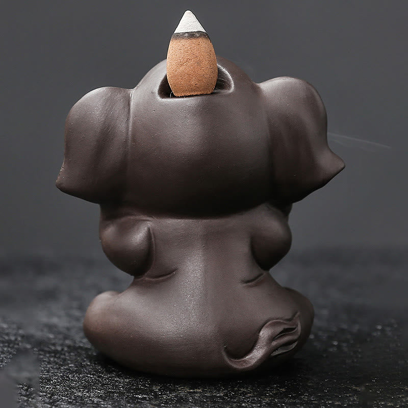 Purple Clay Elephant Backflow Incense Burner - Peace & Healing