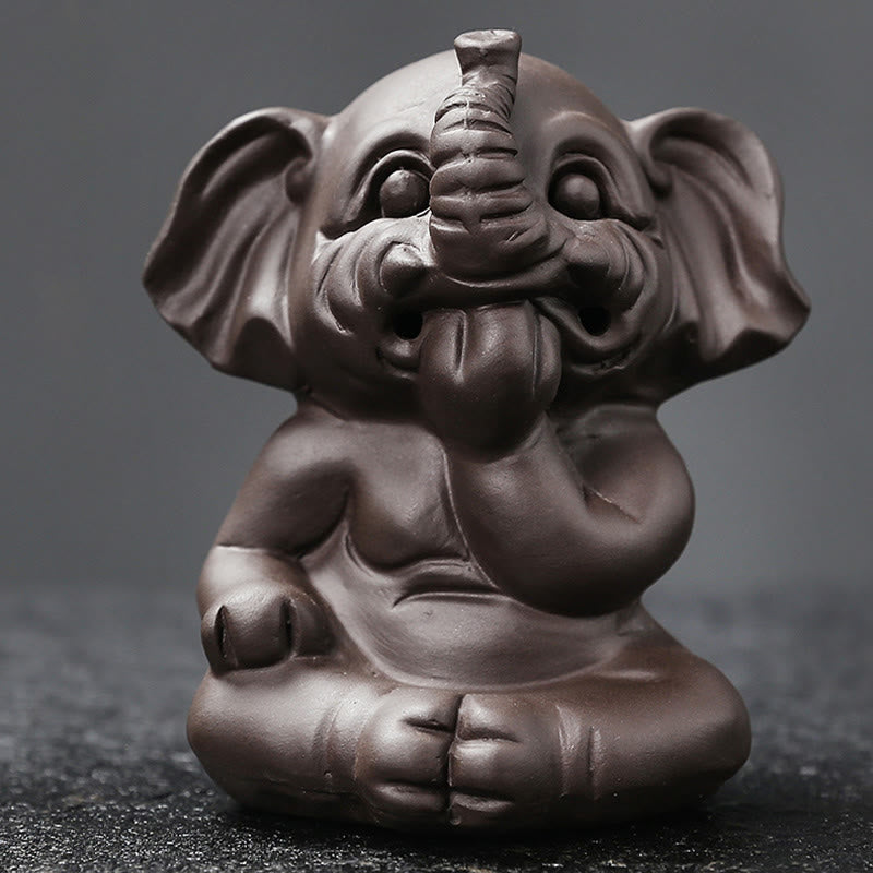 Purple Clay Elephant Backflow Incense Burner - Peace & Healing