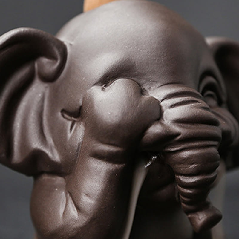 Purple Clay Elephant Backflow Incense Burner - Peace & Healing