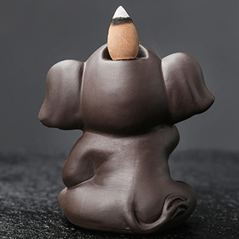 Purple Clay Elephant Backflow Incense Burner - Peace & Healing