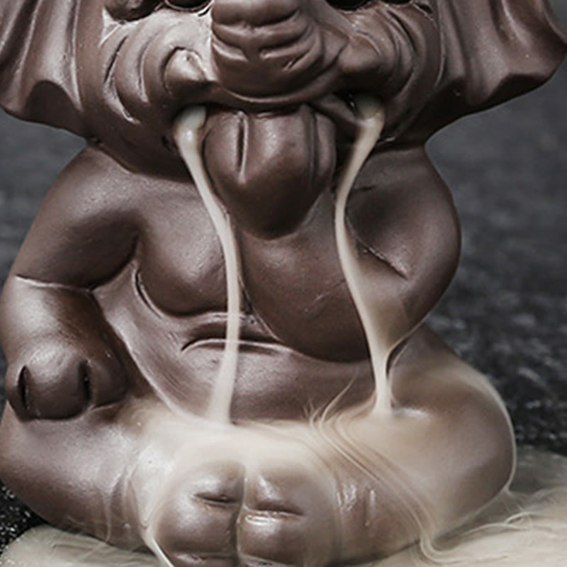 Purple Clay Elephant Backflow Incense Burner - Peace & Healing