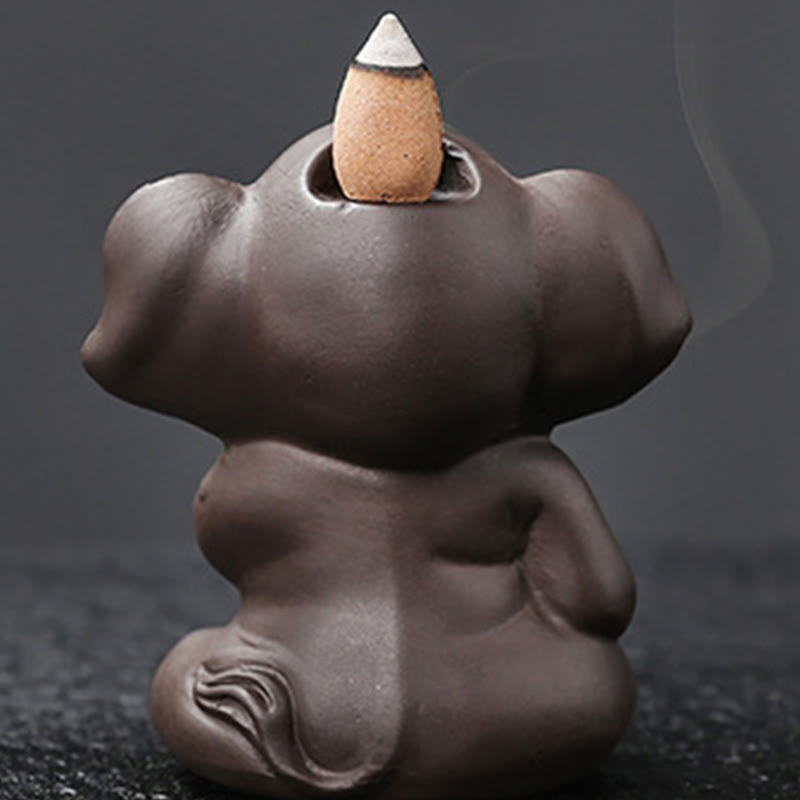 Purple Clay Elephant Backflow Incense Burner - Peace & Healing