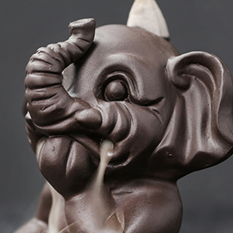 Purple Clay Elephant Backflow Incense Burner - Peace & Healing