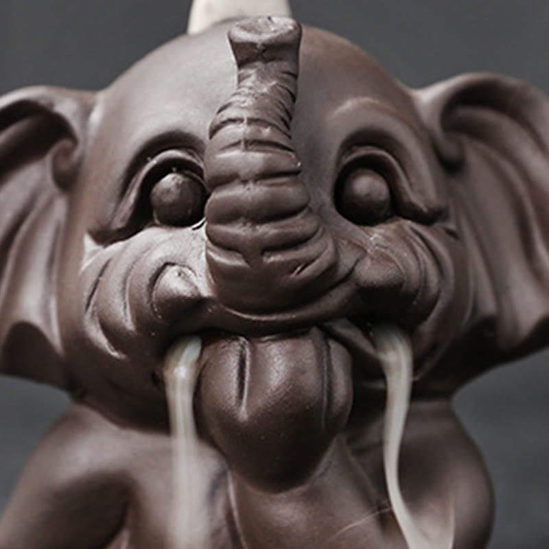 Purple Clay Elephant Backflow Incense Burner - Peace & Healing