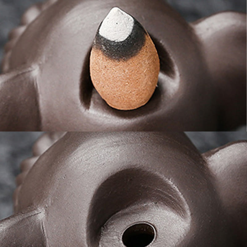 Purple Clay Elephant Backflow Incense Burner - Peace & Healing