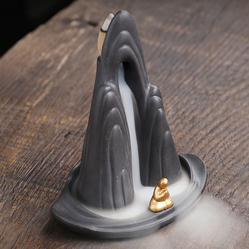 Purple Clay Ceramic Backflow Incense Burner Little Monk