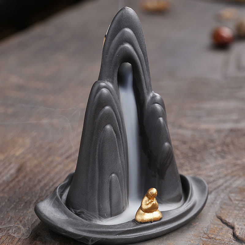 Purple Clay Ceramic Backflow Incense Burner Little Monk