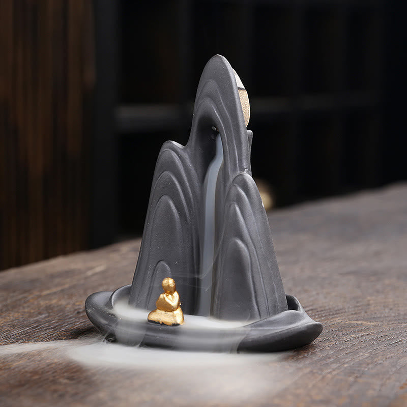 Purple Clay Ceramic Backflow Incense Burner Little Monk