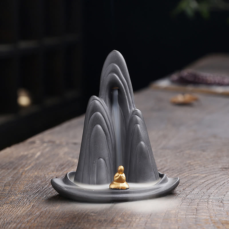 Purple Clay Ceramic Backflow Incense Burner Little Monk