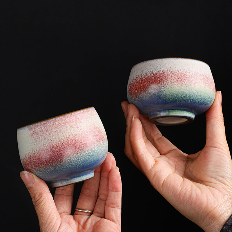 Retro Red Gradient Kiln Ceramic Tea Cup 160ml
