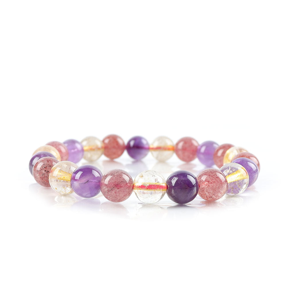 Mixed Quartz Crystal Bracelet 8mm-9mm Energy Healing Jewelry