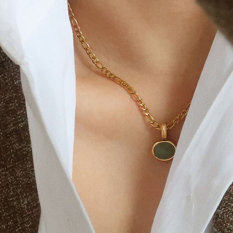 Turquoise Oval Strength Necklace Pendant in Titanium Steel