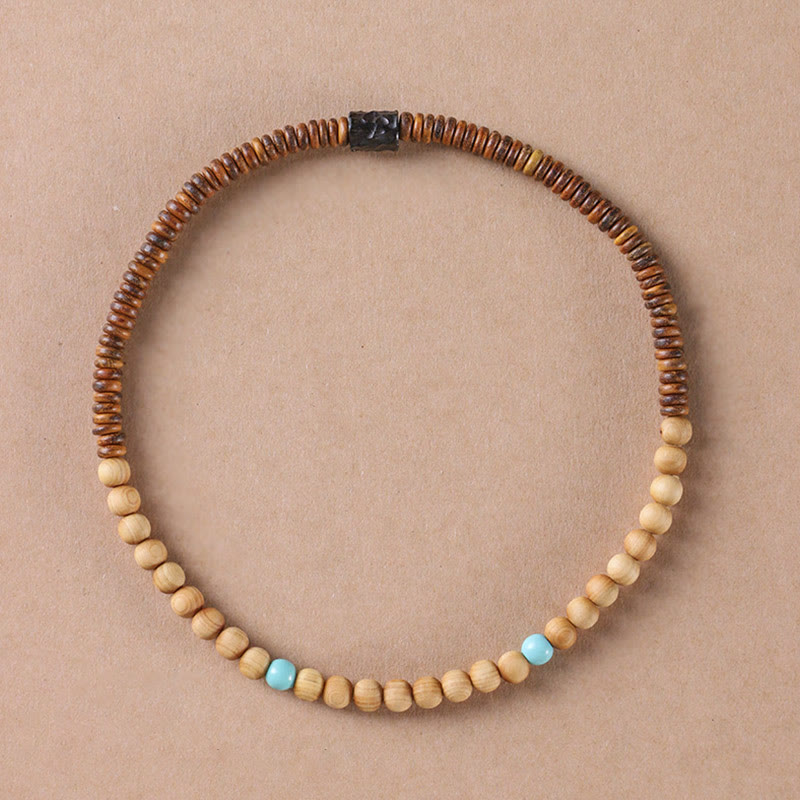 Sandalwood Turquoise Double Wrap Protection Bracelet 6mm