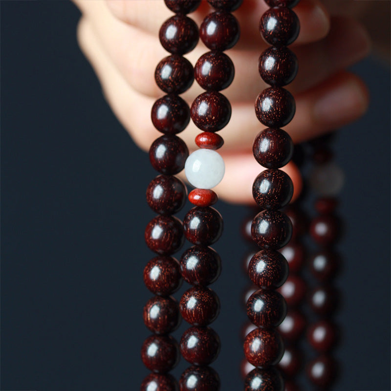 6mm Small Leaf Red Sandalwood Wood Mala Balance Bracelet