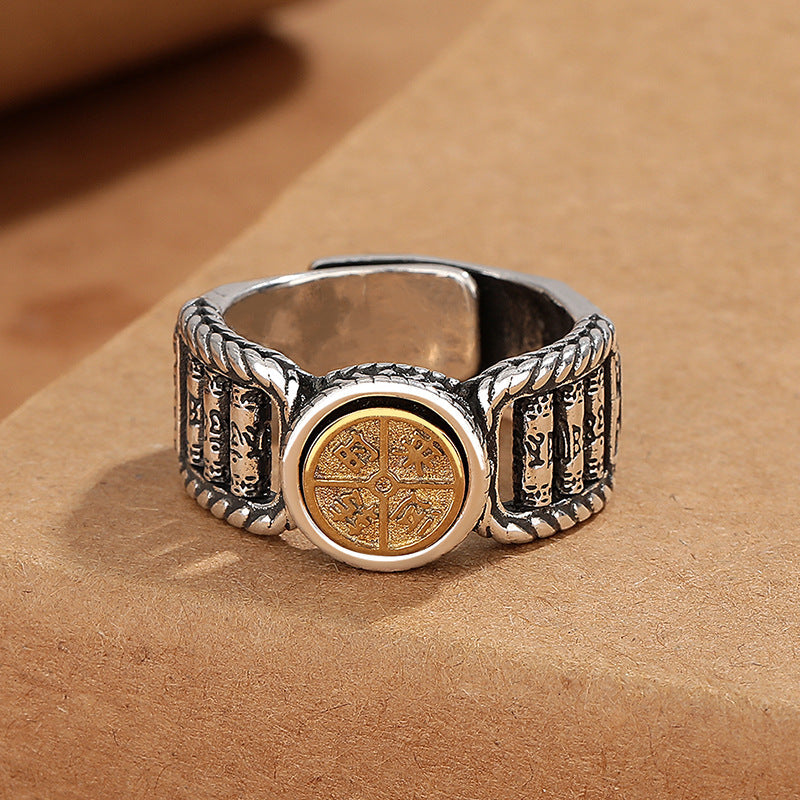 Om Mani Padme Hum Copper Spinner Ring for Spiritual Purity