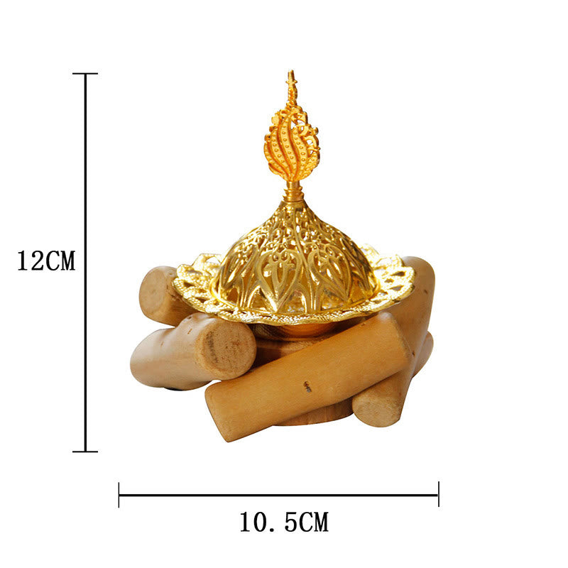 Gold Alloy Healing Mini Incense Burner for Meditation & Relaxation