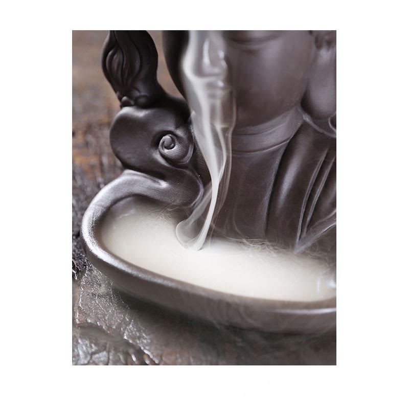 Purple Clay Buddha Dragon Incense Burner 10.5cm Meditation