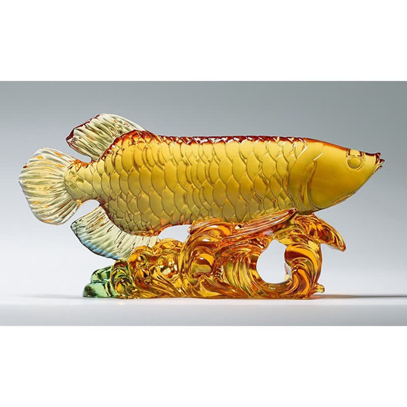 Handmade Liuli Crystal Koi Fish Feng Shui Decor