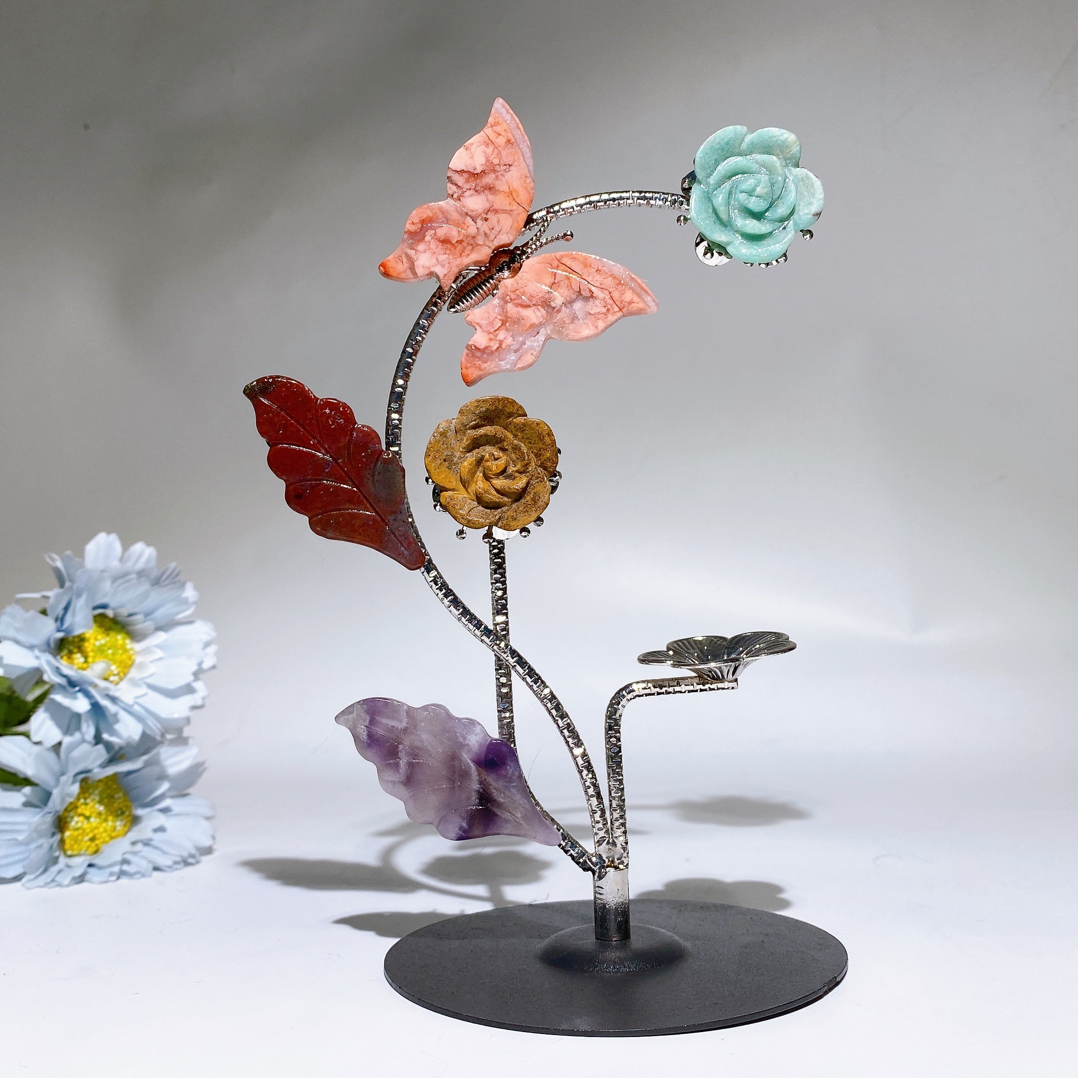 18cm Crystal Healing Stand with Ornamental Butterflies