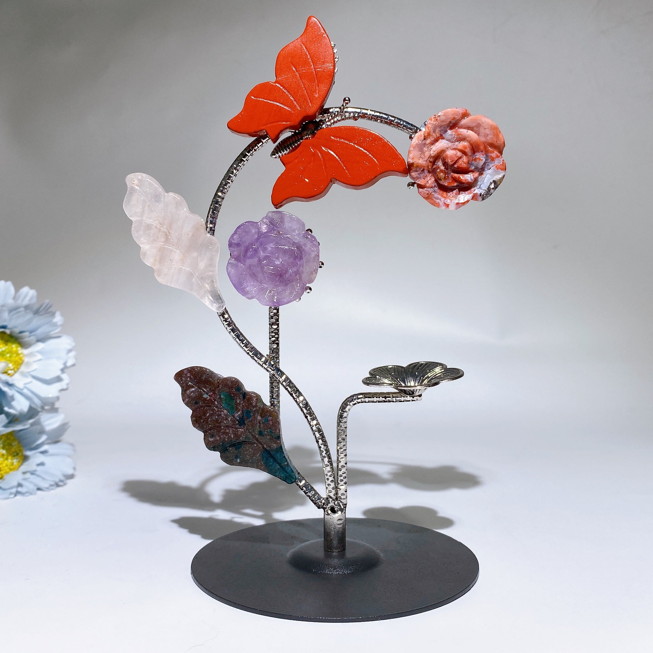 18cm Crystal Healing Stand with Ornamental Butterflies