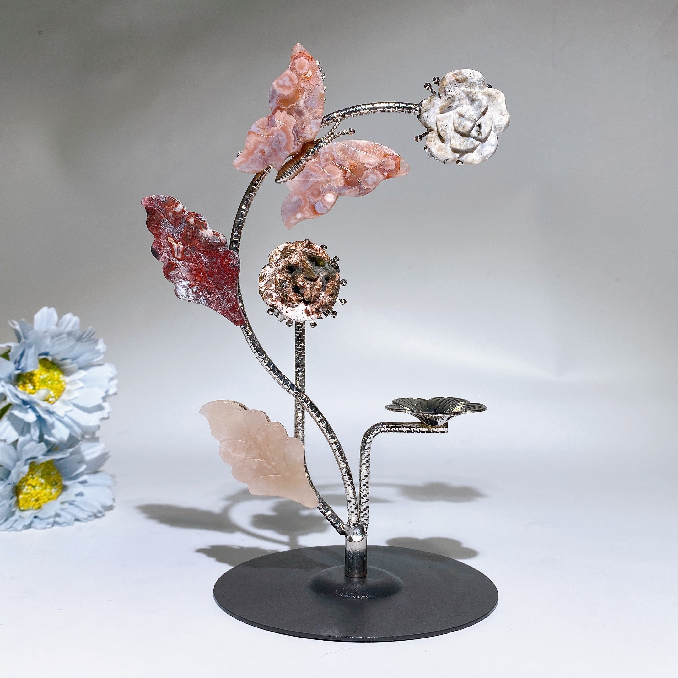 18cm Crystal Healing Stand with Ornamental Butterflies