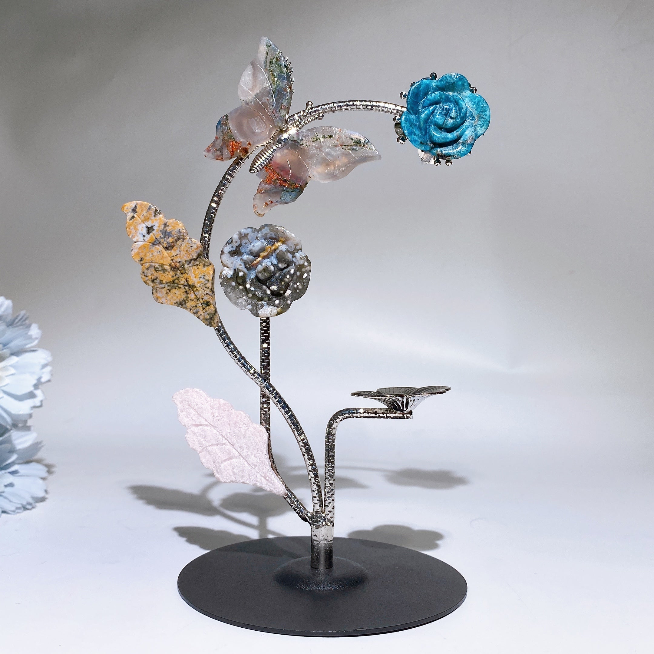 18cm Crystal Healing Stand with Ornamental Butterflies