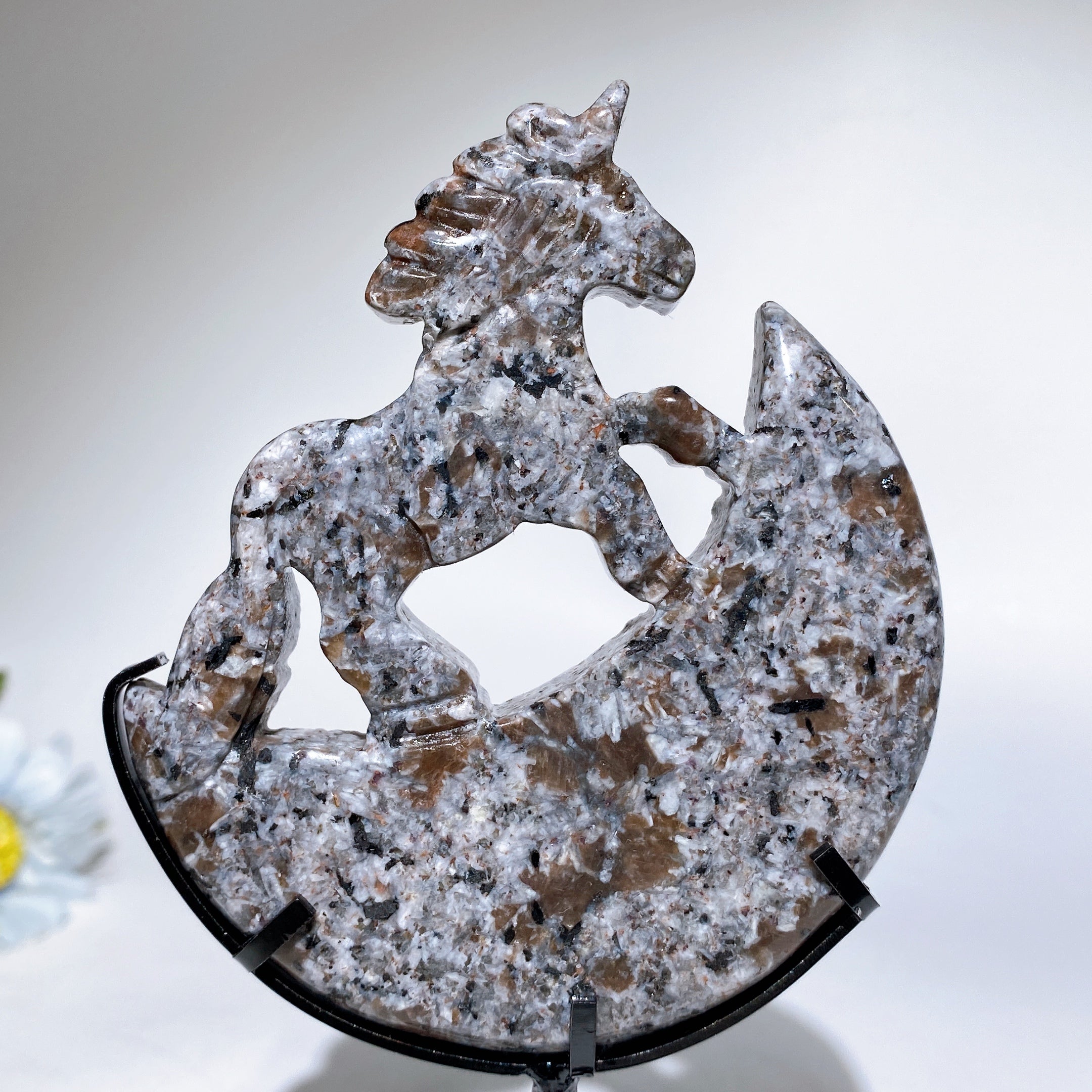 18cm Crystal Unicorn on Moon Carving Spiritual Figurine