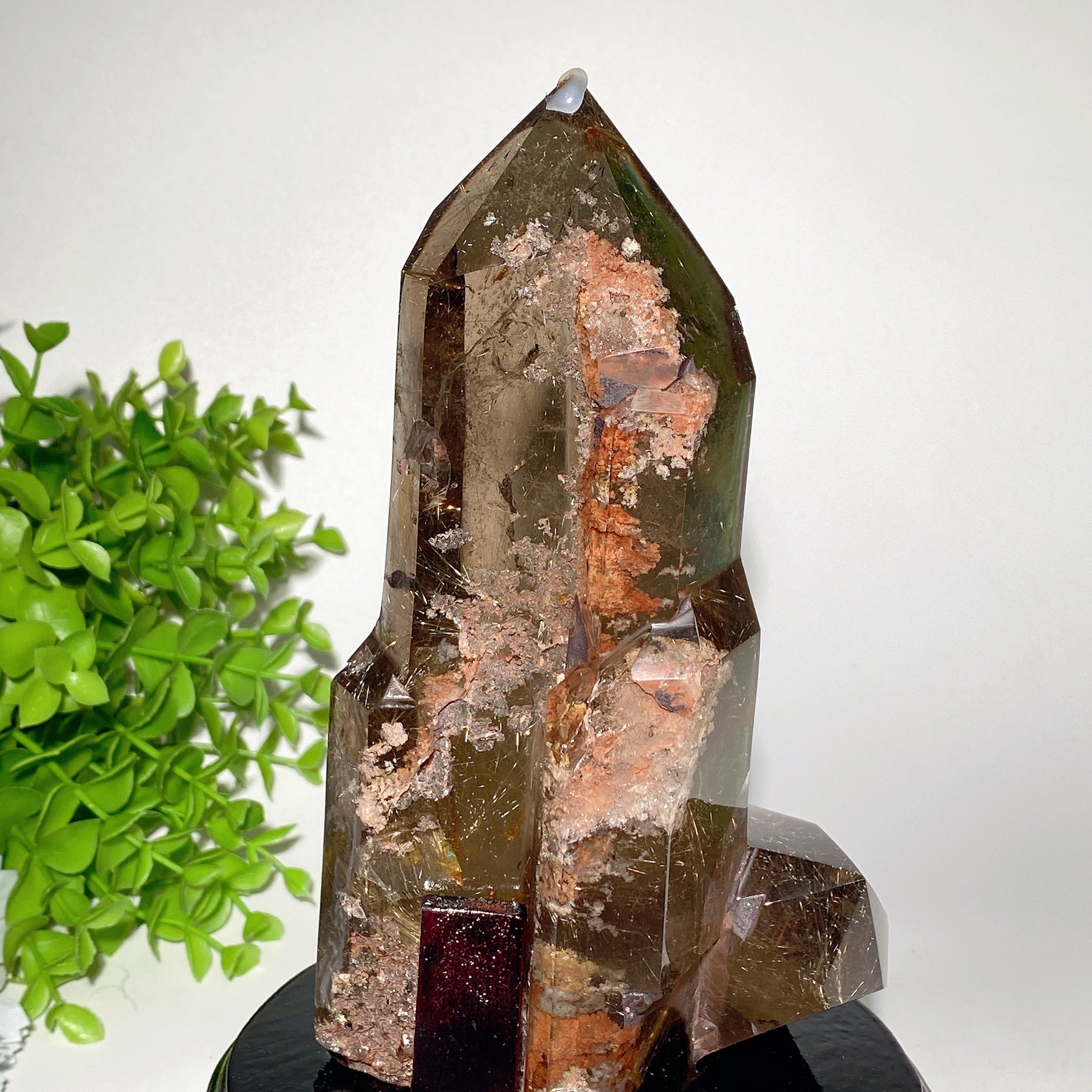 18cm Golden Rutilated Quartz Crystal Tower with Stand