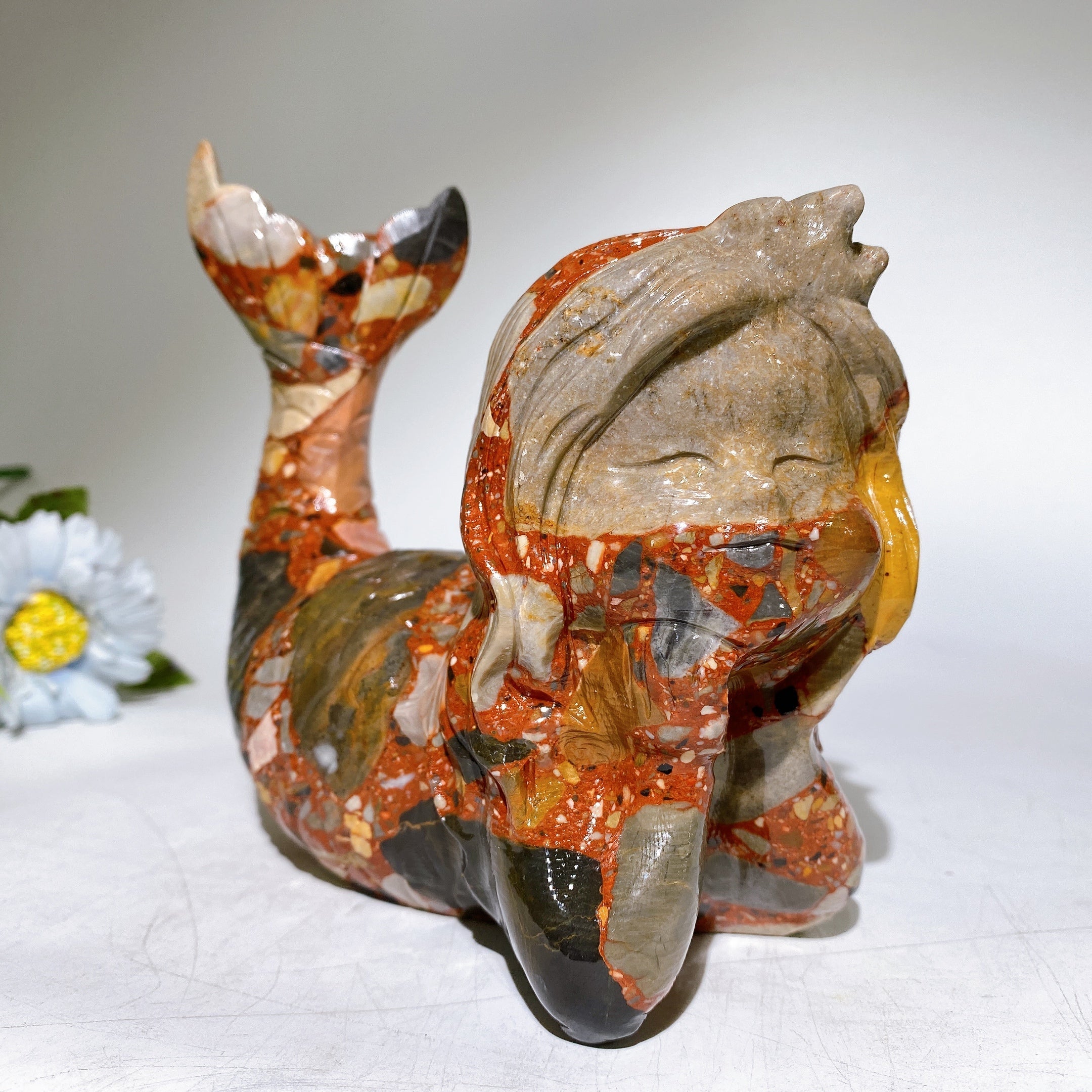 18cm Jade Mermaid Crystal Figure for Energy Healing