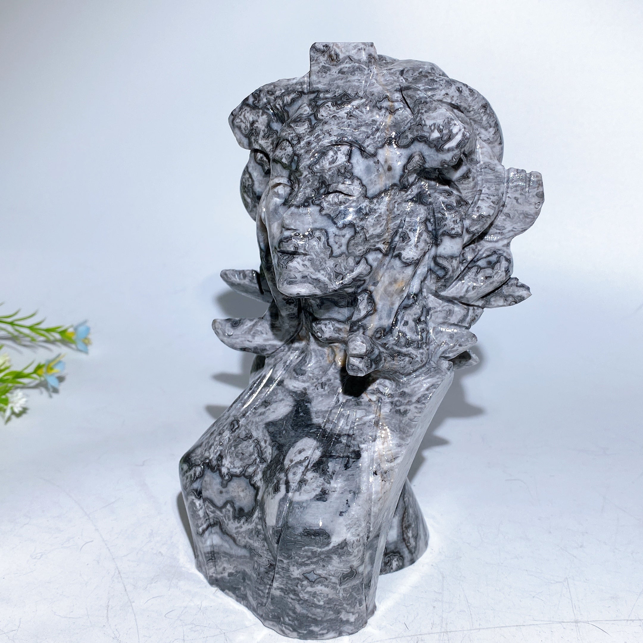 18cm Picasso Stone Medusa Crystal Figurine for Healing