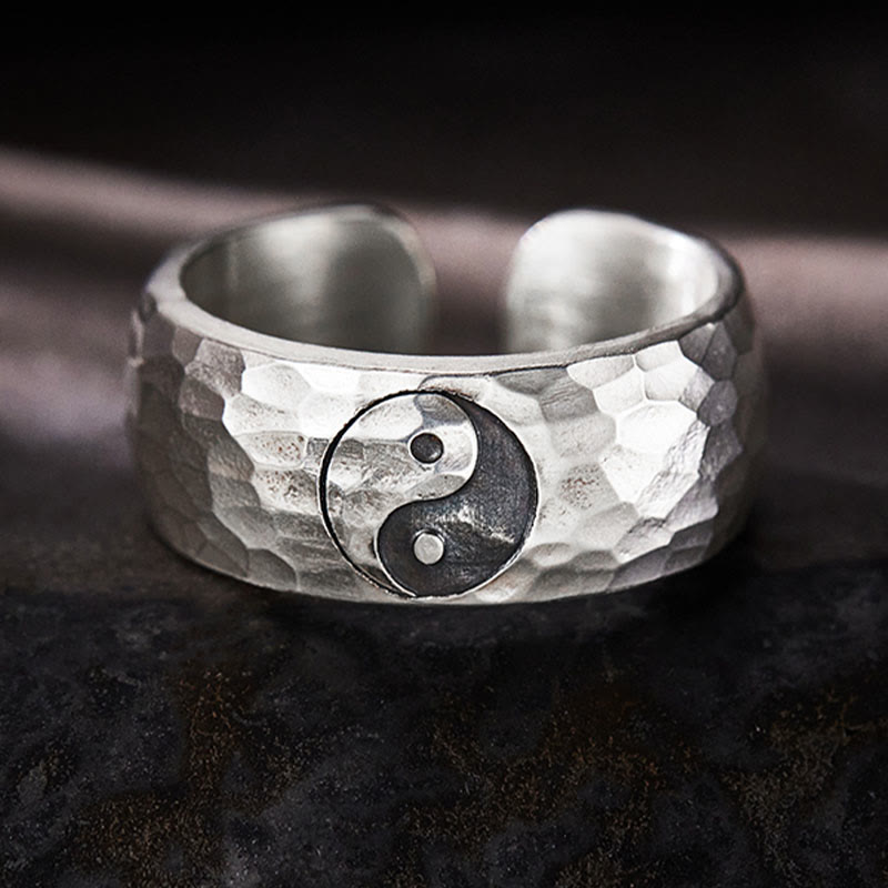 Adjustable 999 Silver Yin Yang Bagua Harmony Ring