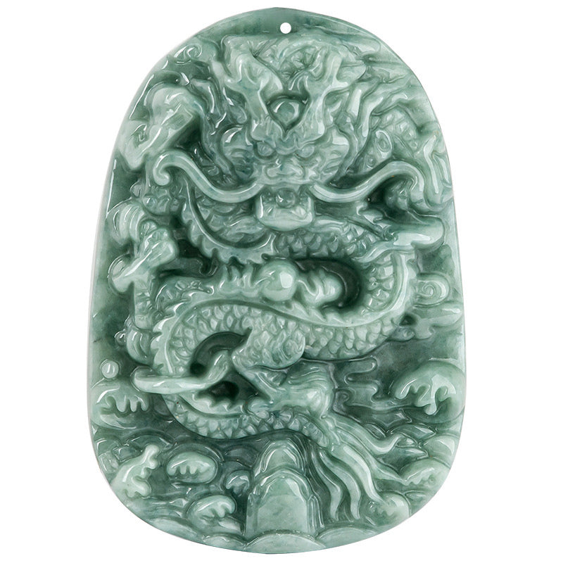 Handmade Jade Dragon Prosperity Necklace 6mm Beads
