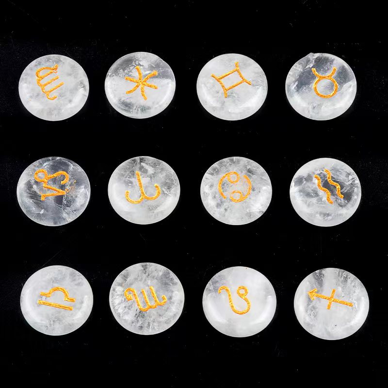 18mm Crystal Chinese Zodiac Healing Disc Coins
