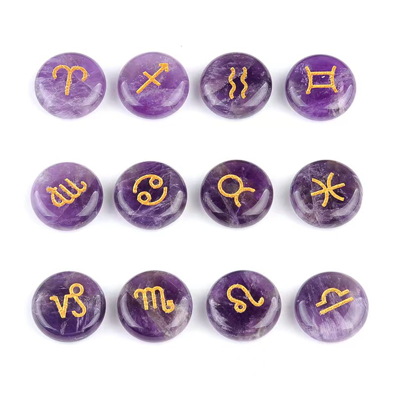 18mm Crystal Chinese Zodiac Healing Disc Coins