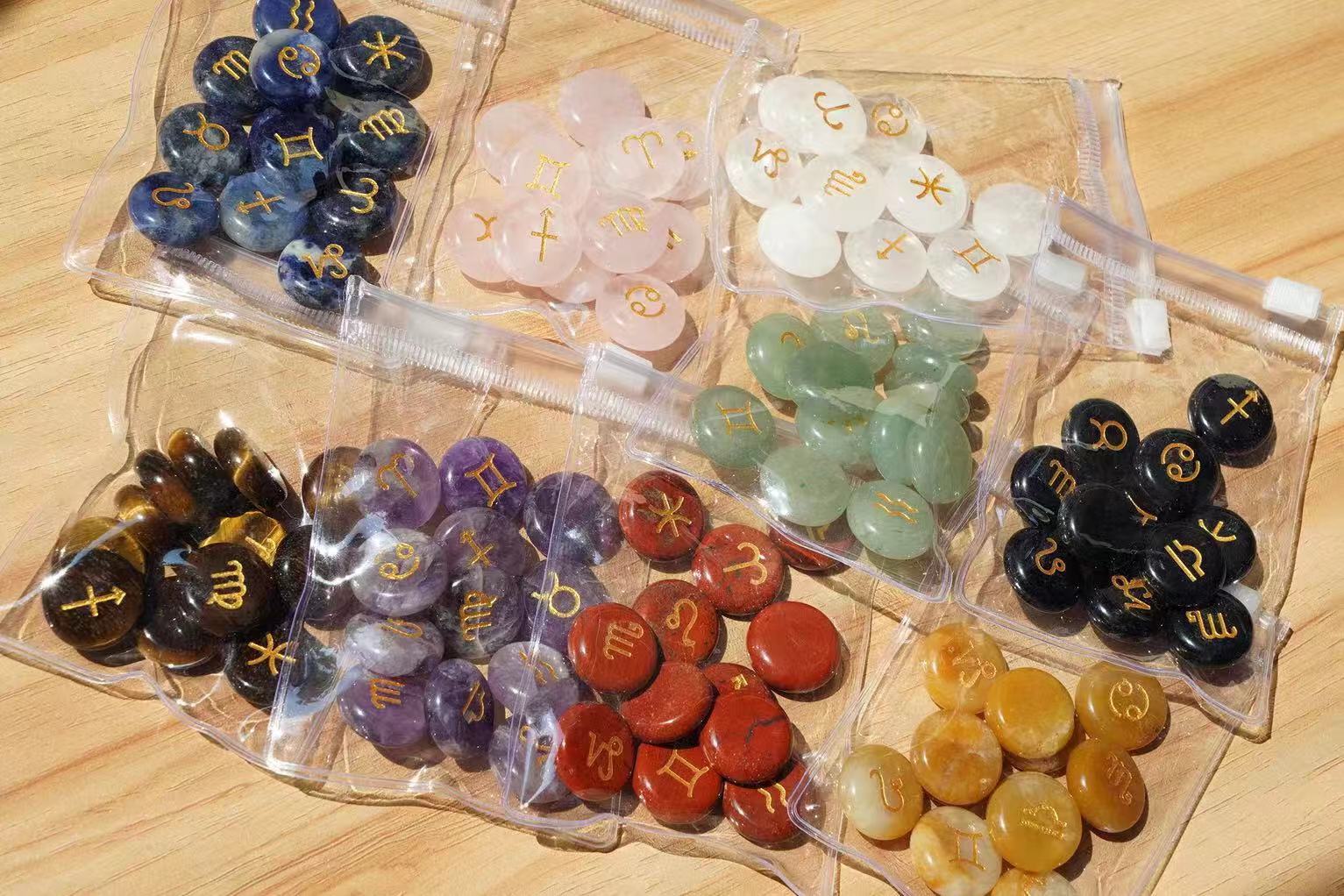 18mm Crystal Chinese Zodiac Healing Disc Coins