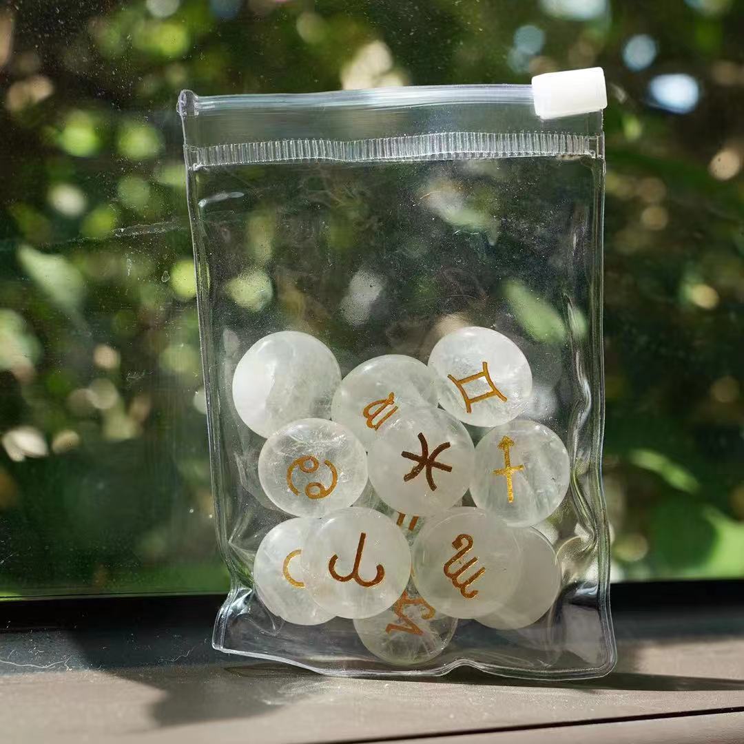 18mm Crystal Chinese Zodiac Healing Disc Coins