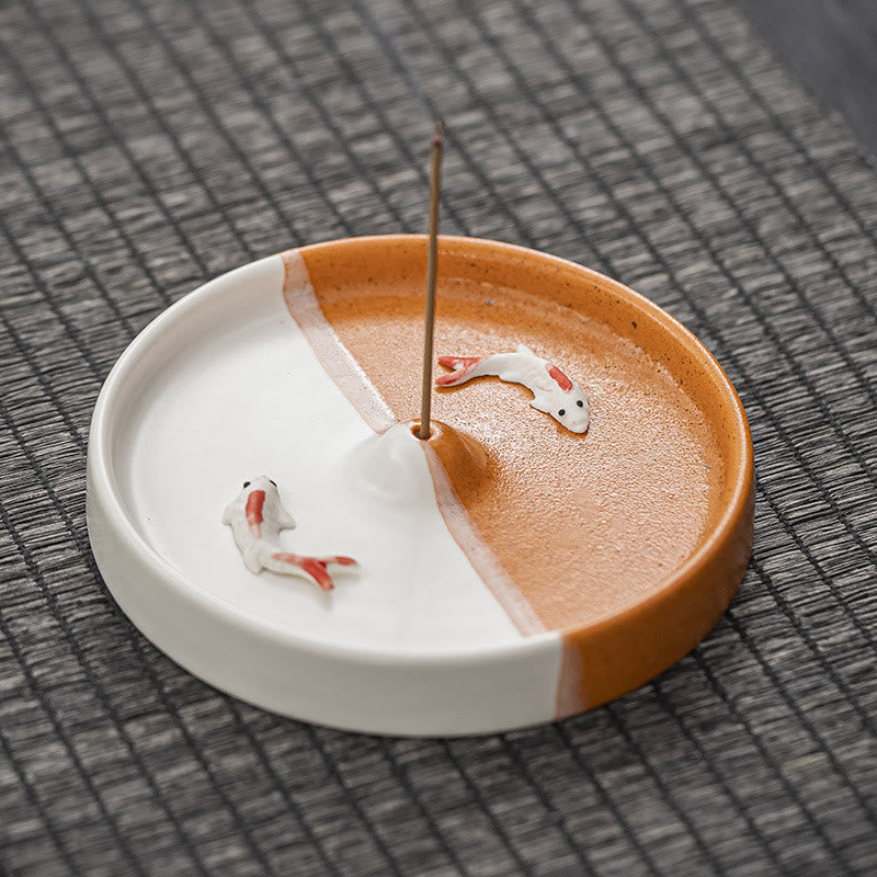 Ceramic Koi Fish Incense Burner for Spiritual Healing Meditation