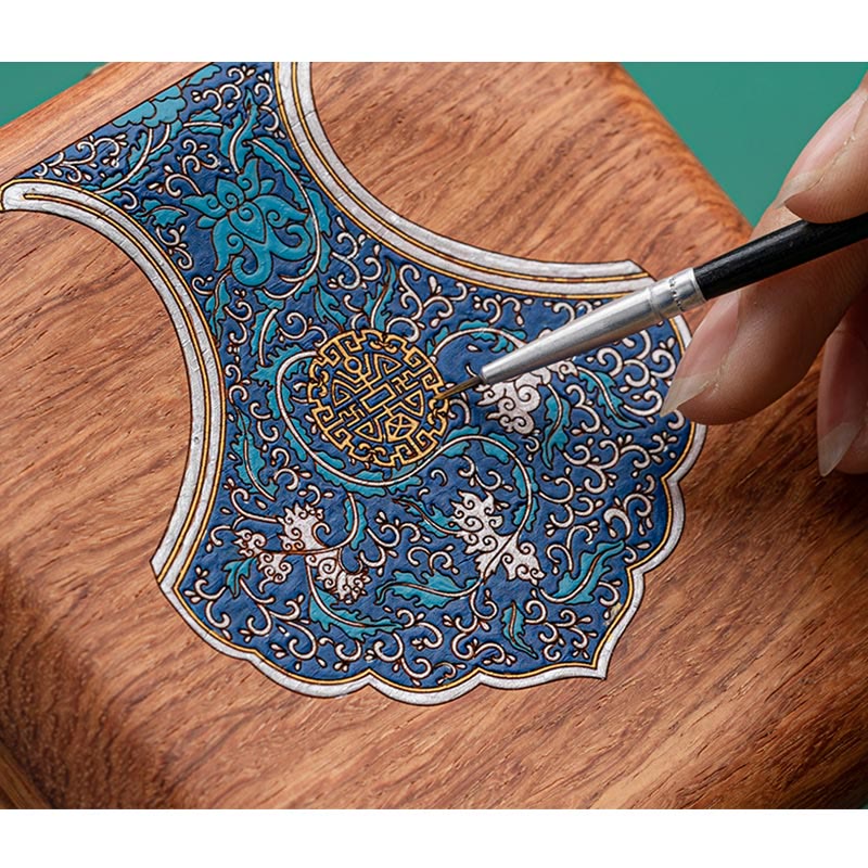 Rosewood Jewelry Box with Antique Flower Leaf Design - Handmade Storage