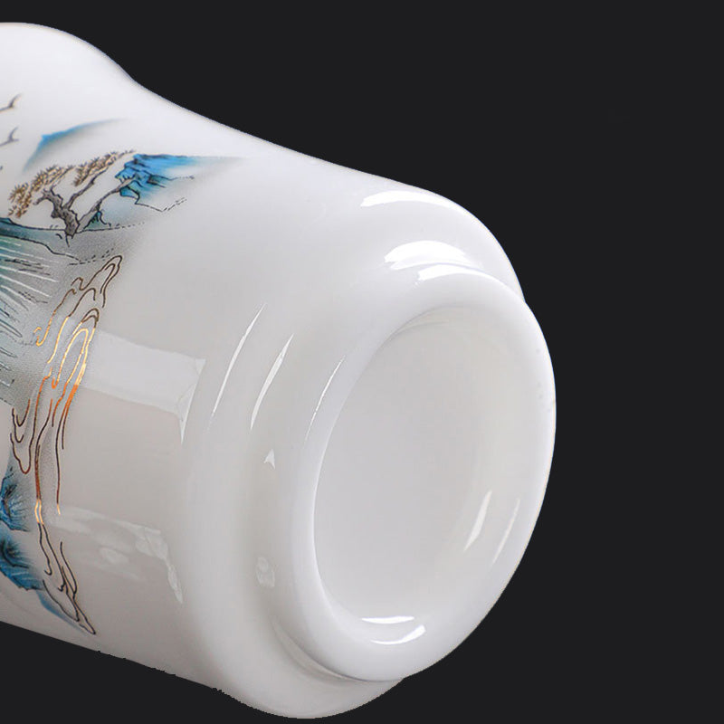 120ml Ceramic Teacup | Mountains Rivers Tree Elegance