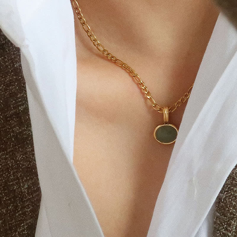 Turquoise Oval Strength Necklace Pendant in Titanium Steel