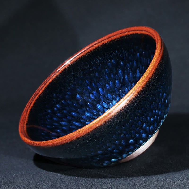 Handmade Blue Francolinus Spot Jianzhan Ceramic Tea Cup 110ml