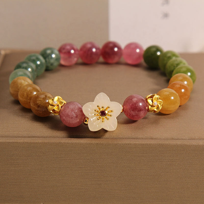 Colorful Tourmaline Jade Love Bracelet 14-16cm Wrist