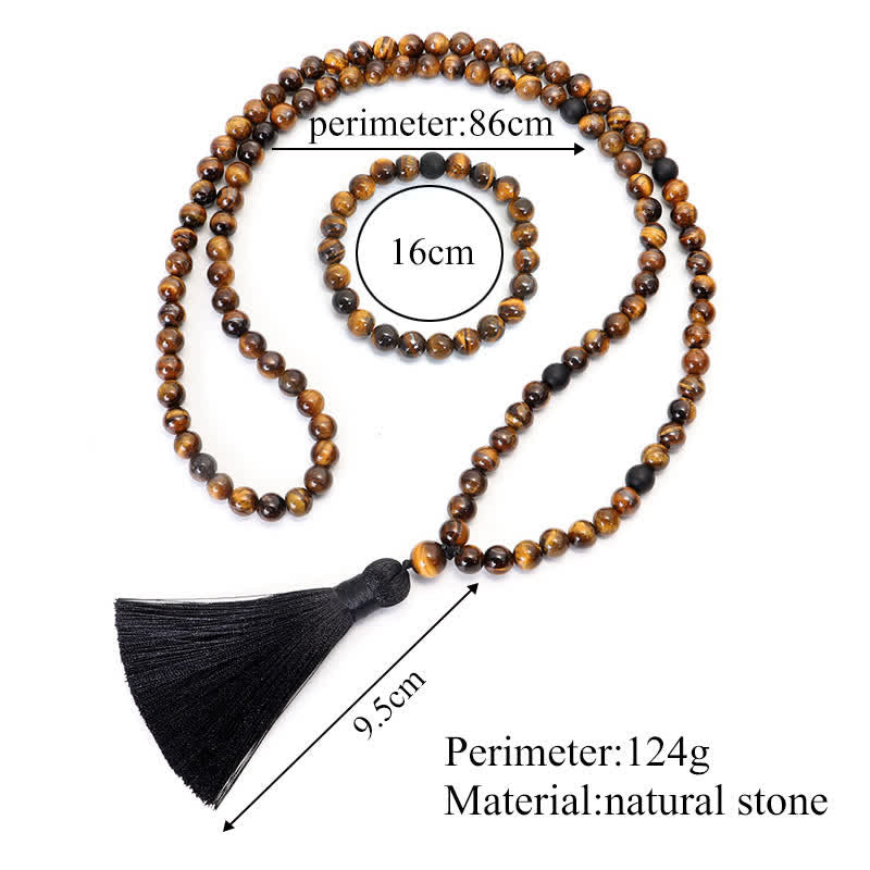 108 Beads Tiger Eye Protection Mala Bracelet 8mm Unisex